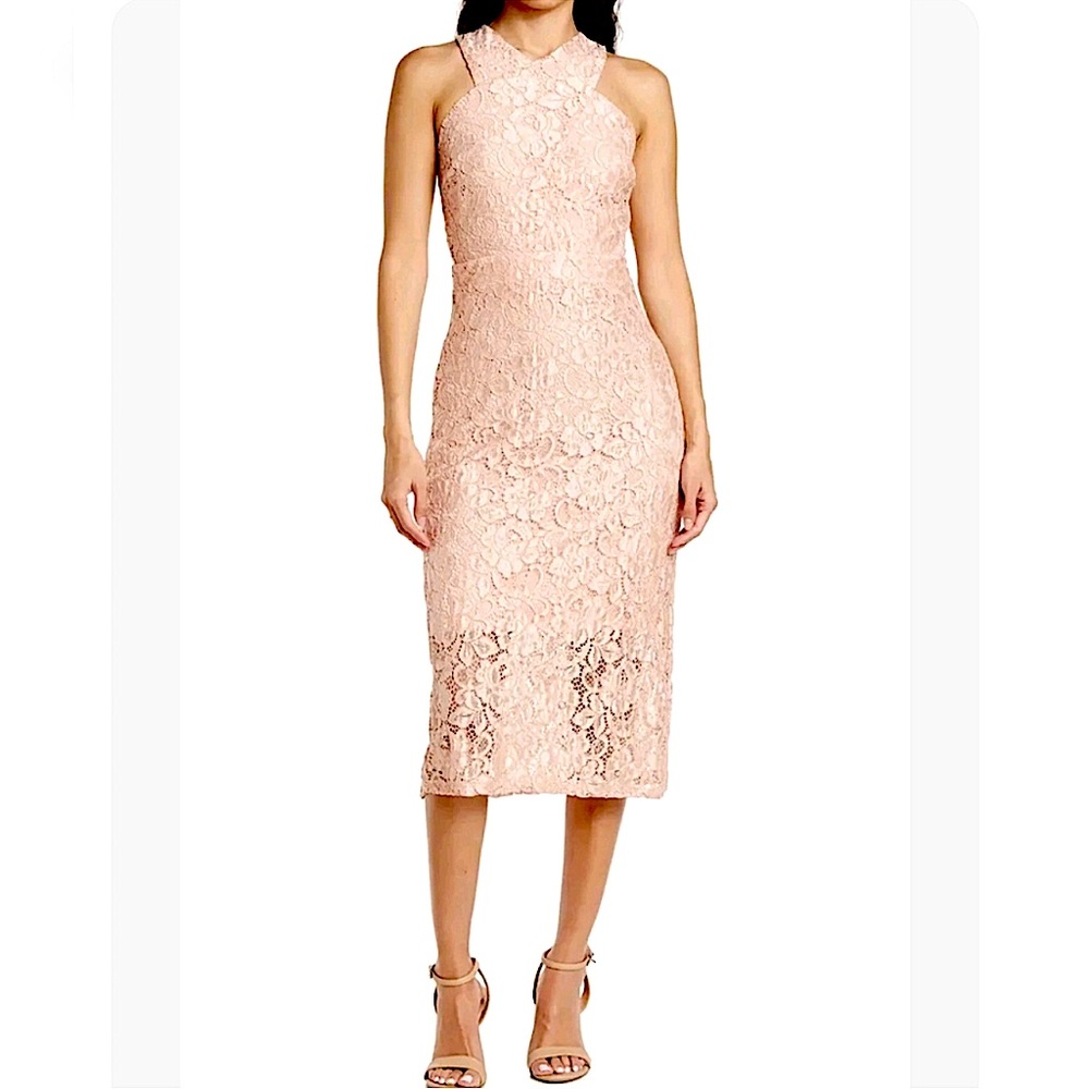 NWT Sam Edelman Lace Midi Cocktail Dress in Soft Pink